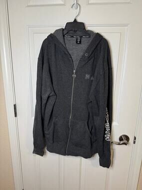 Maui and Sons Men Full Zip Cotton Hoodie Surfer Casual Charcoal Black Pockets L